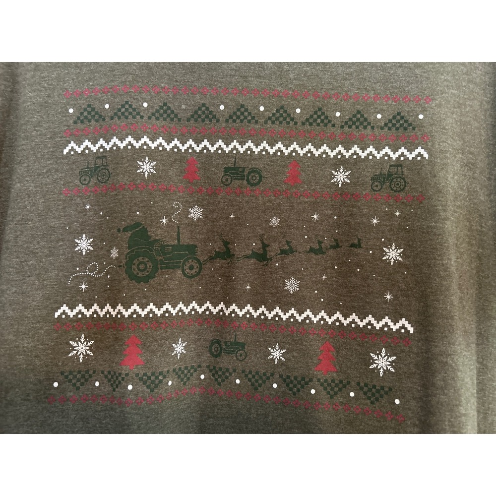 Pivotal Partners Mens XL Christmas Tractor Graphic T-Shirt Heather Olive Green - Picture 2 of 6